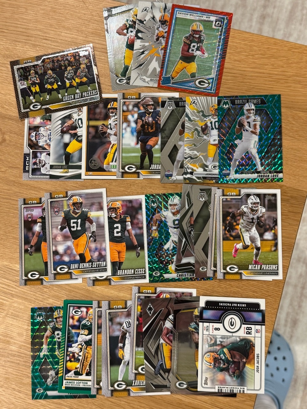 Green Packers Football Card Lot - Jordan Love, Watson, Parsons
